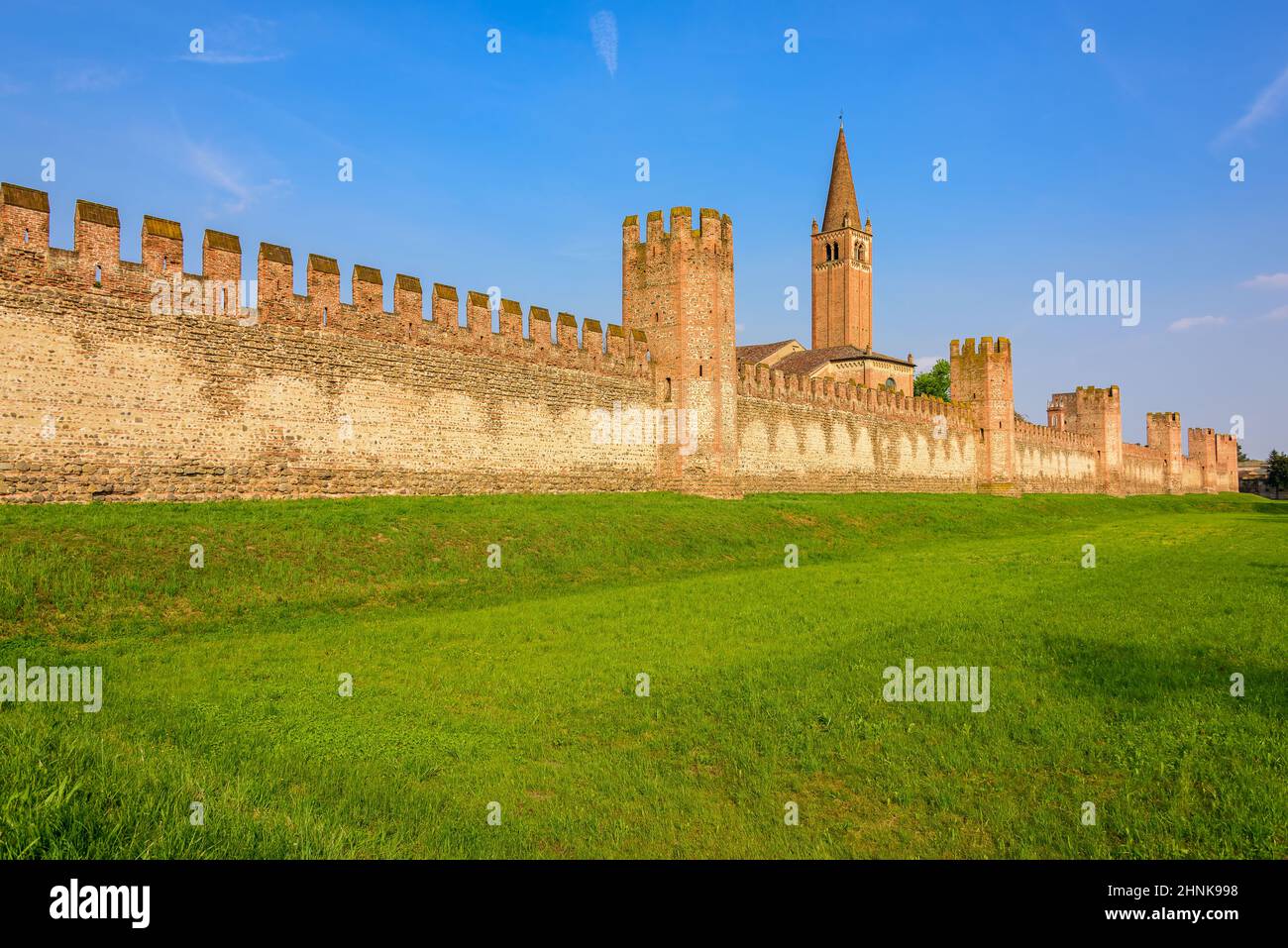 Le mura della città di Montagnana Foto Stock