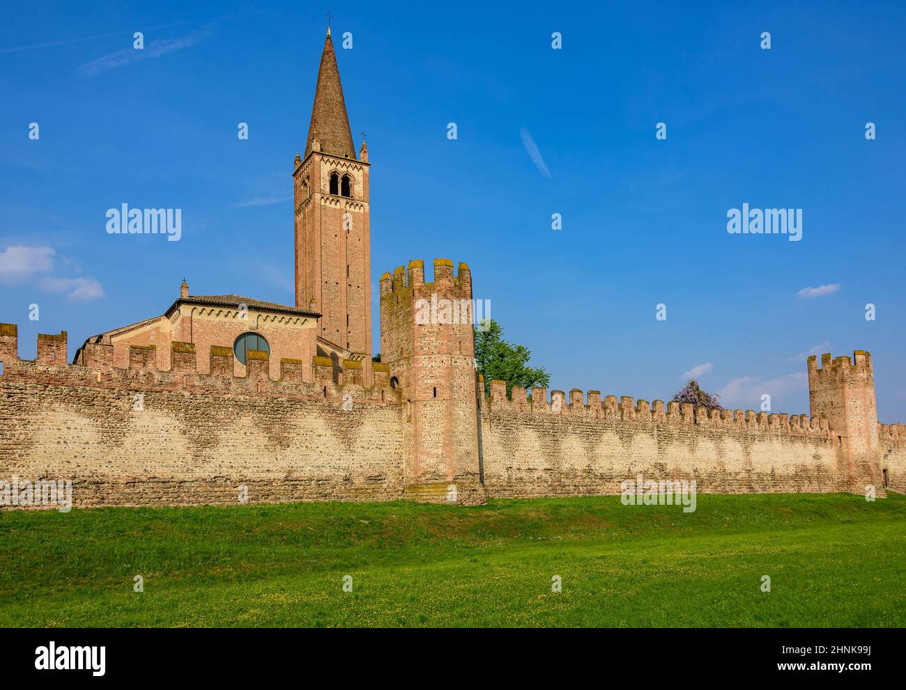 Le mura della città di Montagnana Foto Stock