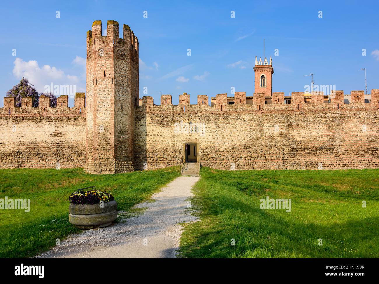 Le mura della città di Montagnana Foto Stock