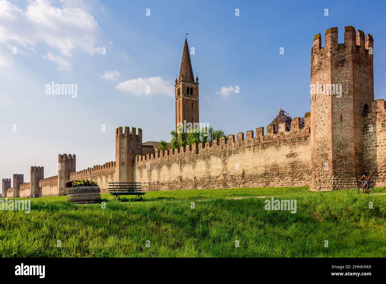 Le mura della città di Montagnana Foto Stock