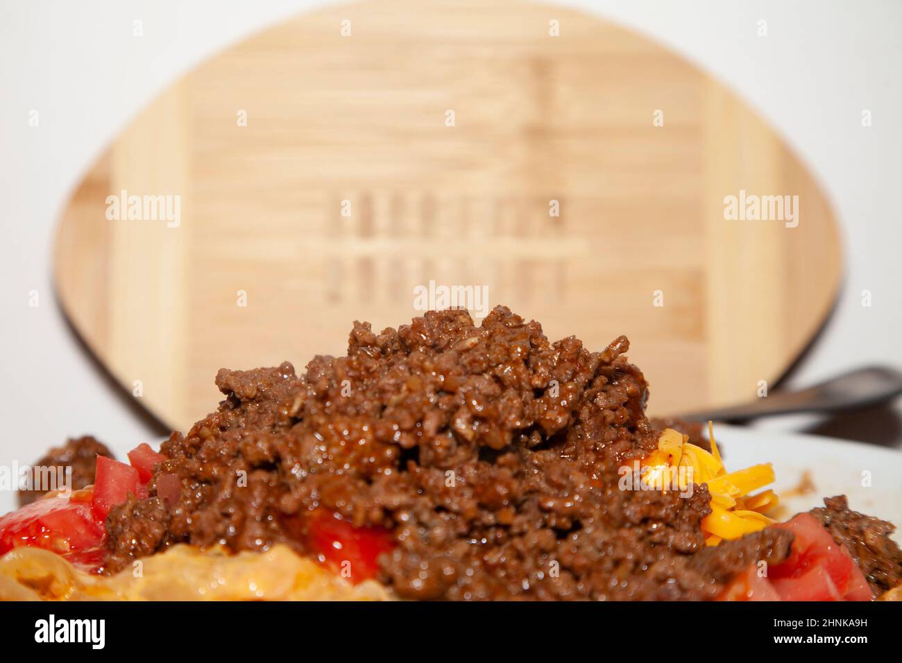 Carne di manzo speziata durante la stagione di calcio Foto Stock