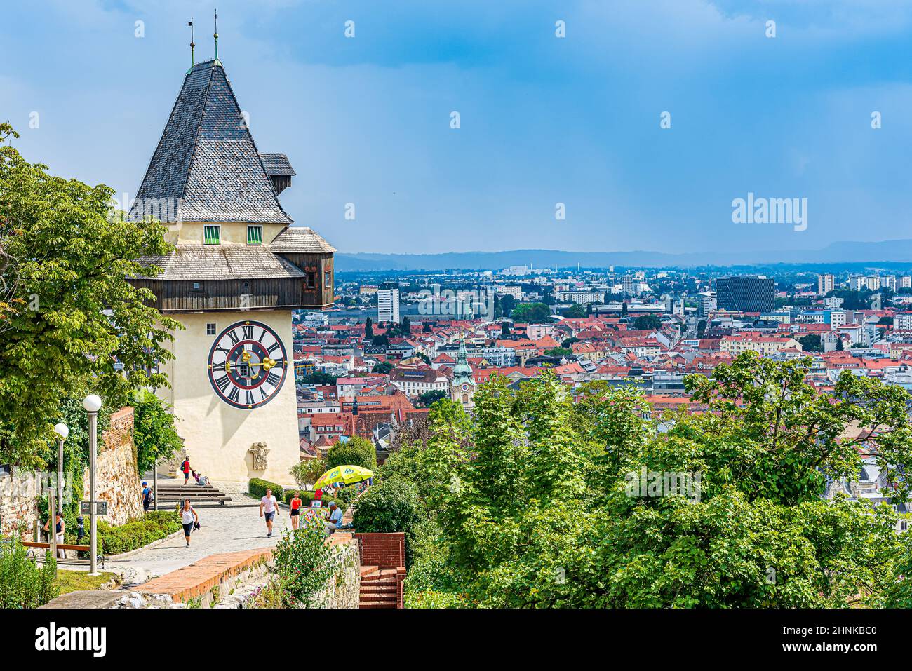 Torre di orologio simbolo di Graz Foto Stock