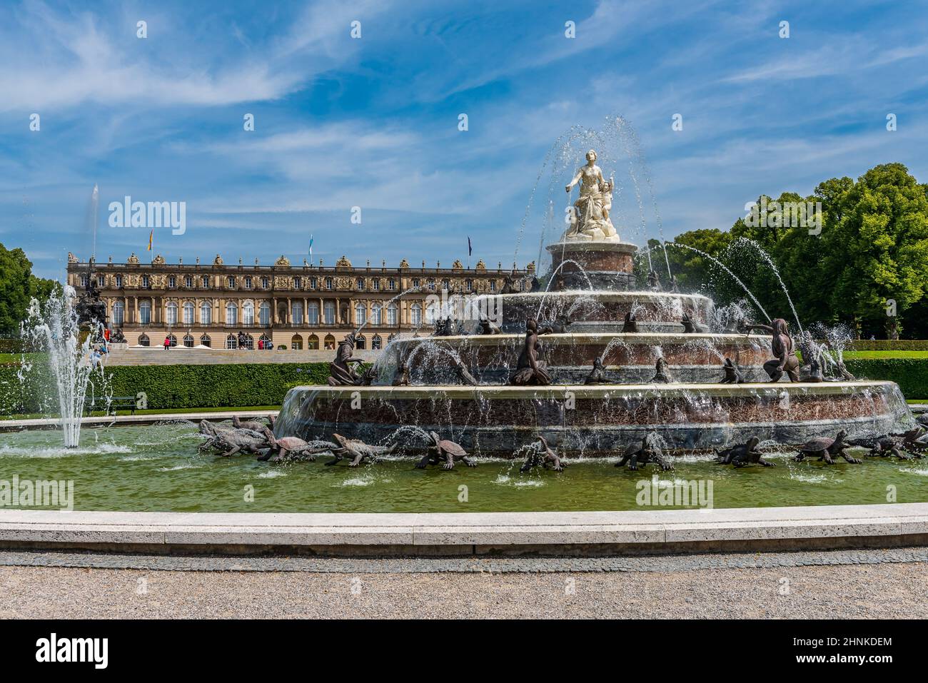Fontana di Latona a Herrenchiemsee Foto Stock