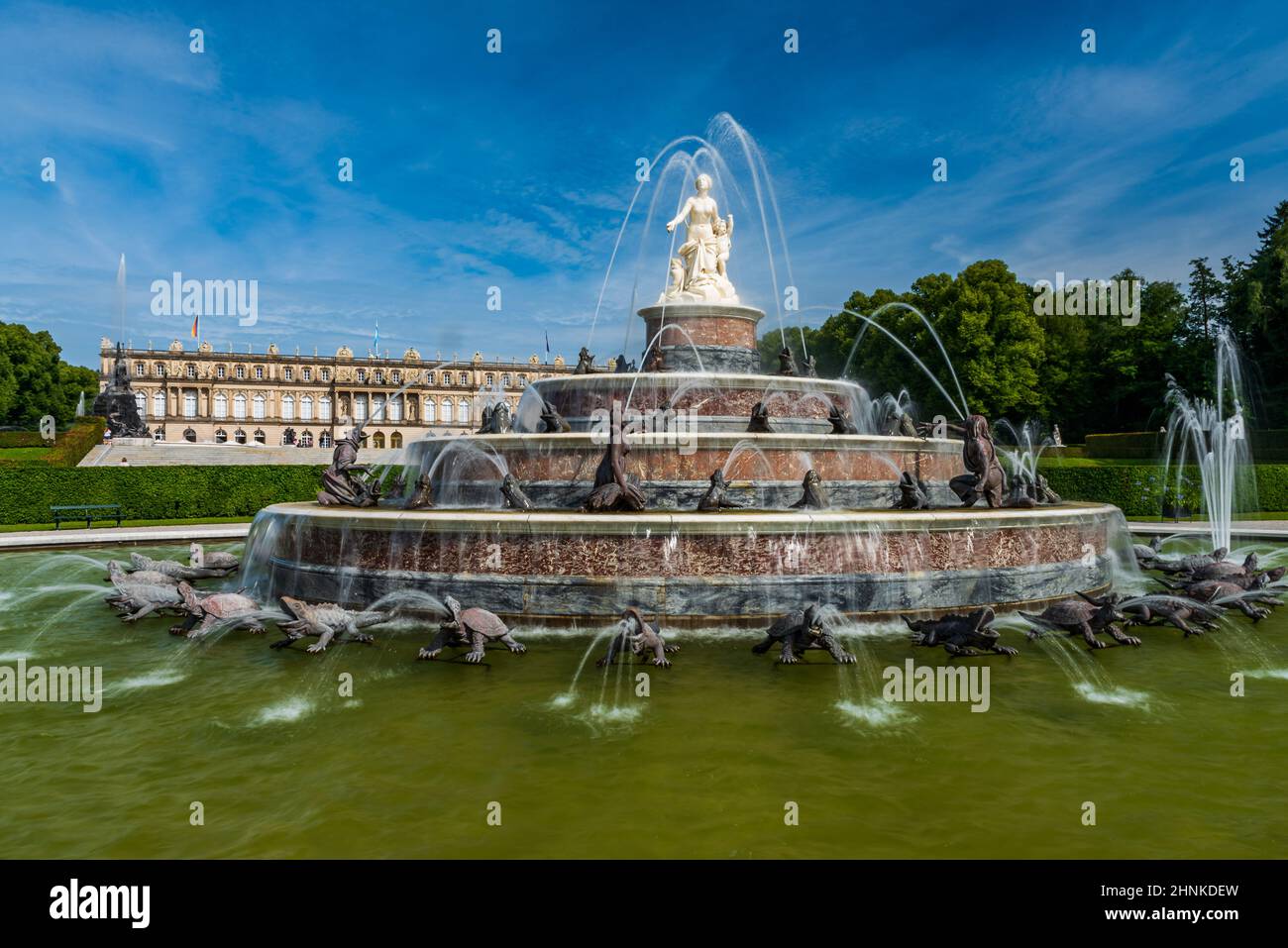 Fontana di Latona a Herrenchiemsee Foto Stock