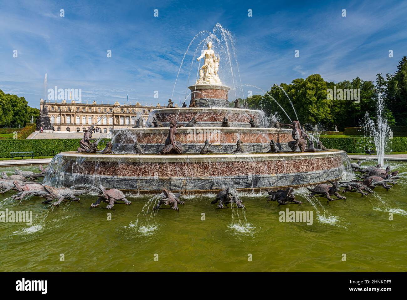 Fontana di Latona a Herrenchiemsee Foto Stock