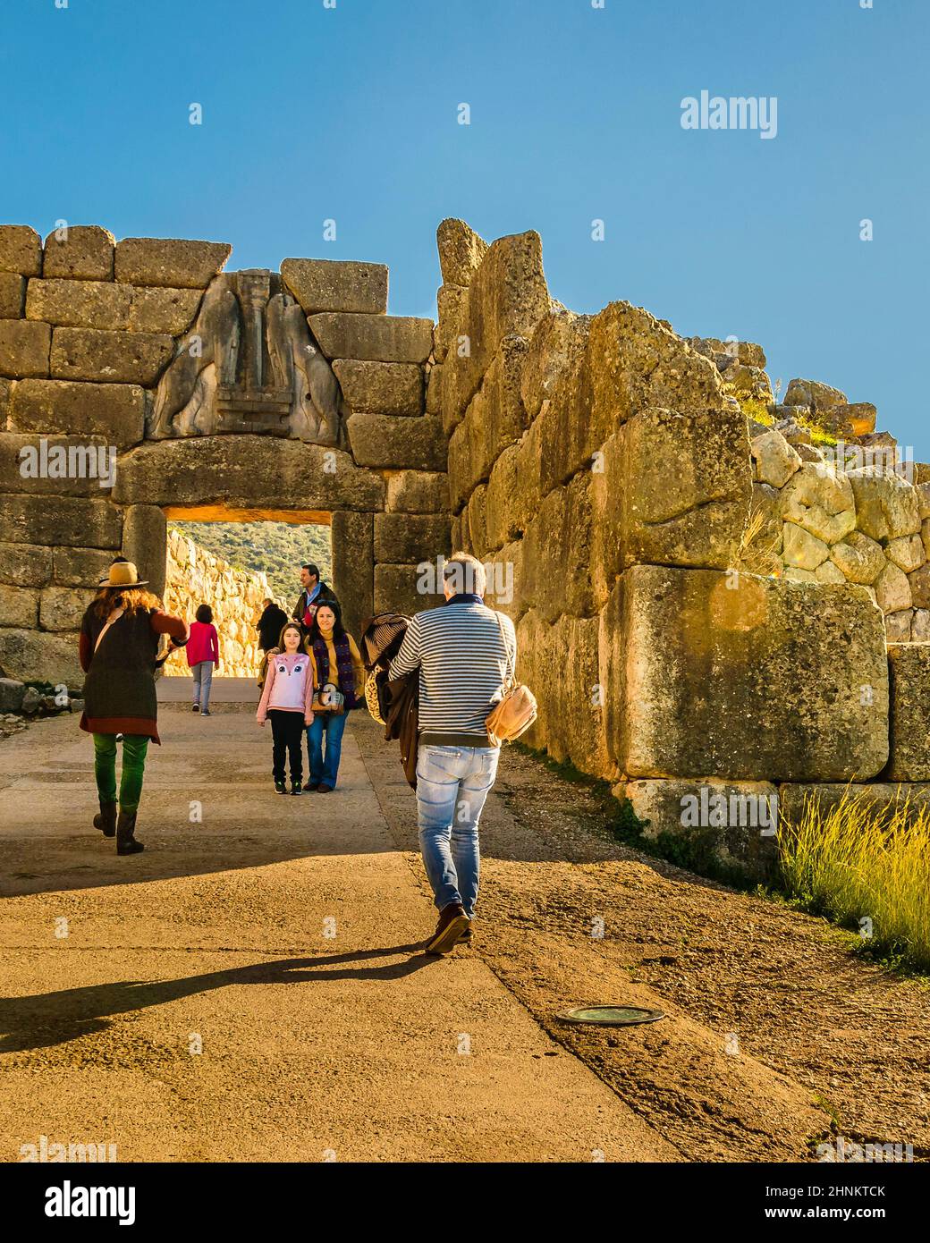 Porta di Lione, Micenas, Grecia Foto Stock
