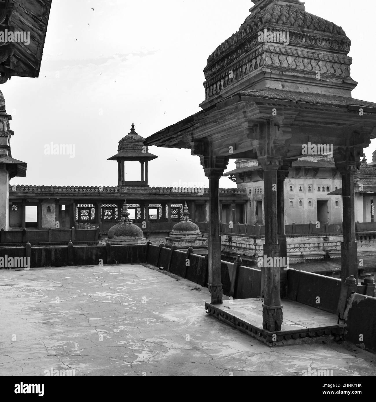 Jahangir Mahal (Forte di Orchha) in Orchha, Madhya Pradesh, India, Jahangir Mahal o Palazzo di Orchha è cittadella e guarnigione situato in Orchha. Madhya Prade Foto Stock