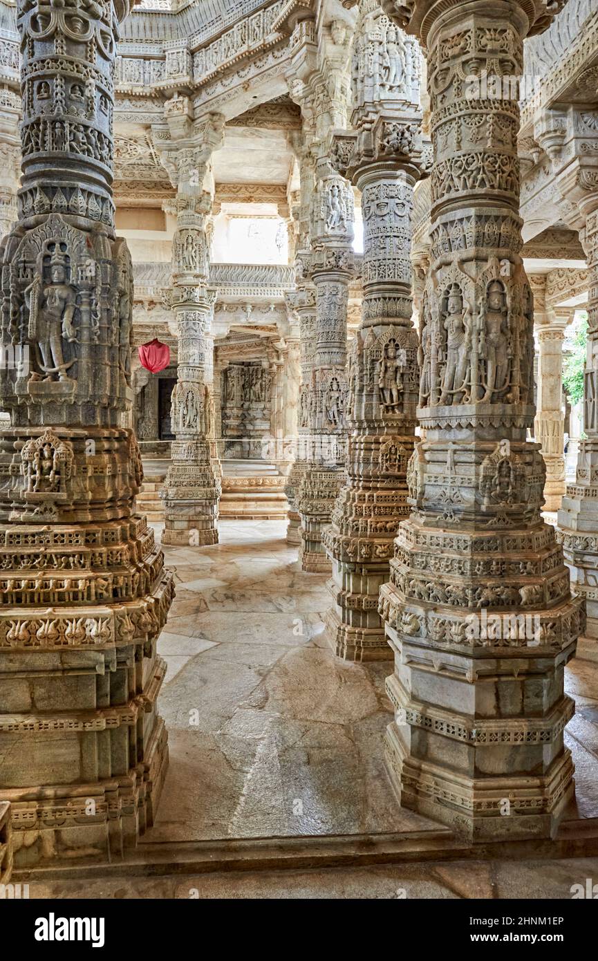 India Rajasthan. Jain Old Temples a Ranakpur Foto Stock