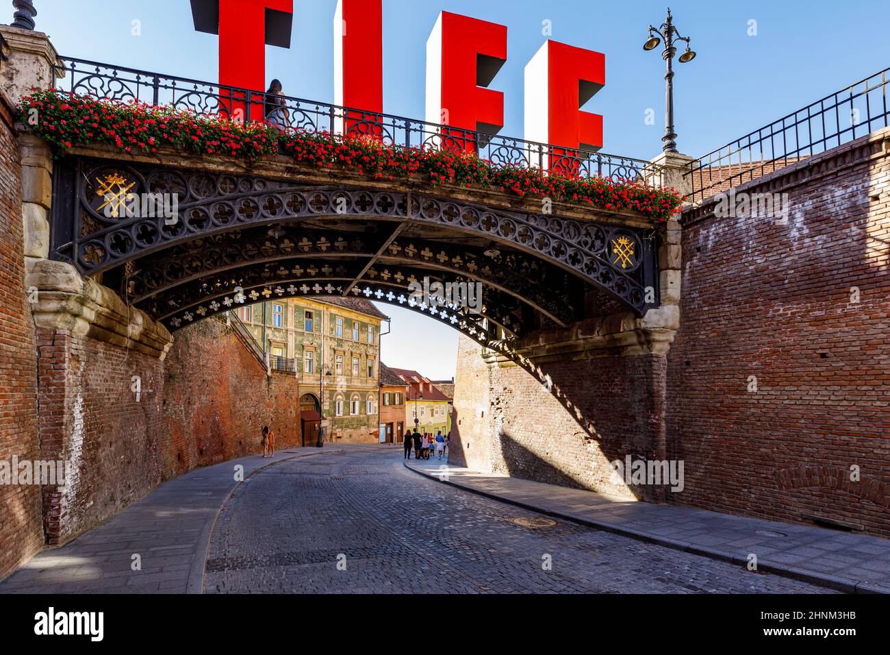 Il Ponte di si trova a Sibiu in Romania Foto Stock