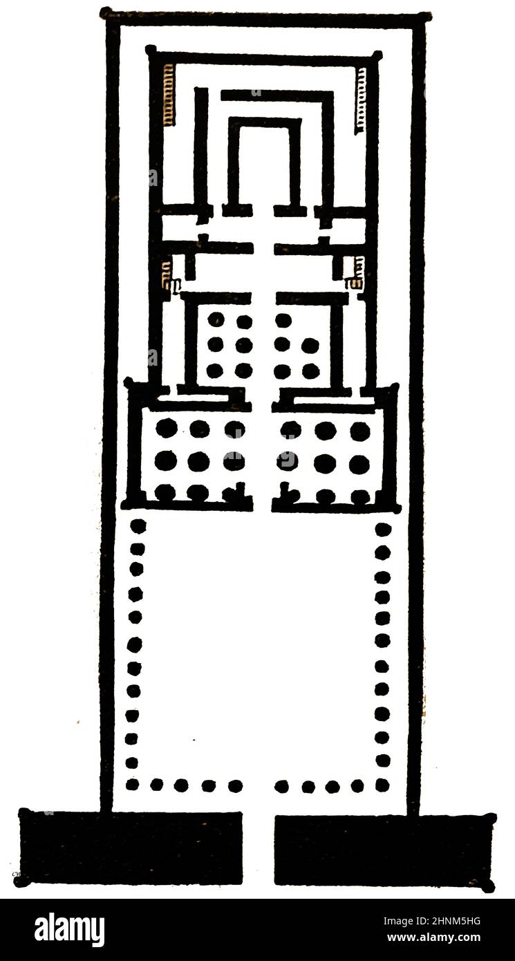 Un piano del 19th secolo del tempio tolemaico a Edfou o Edfu, Egitto Foto Stock
