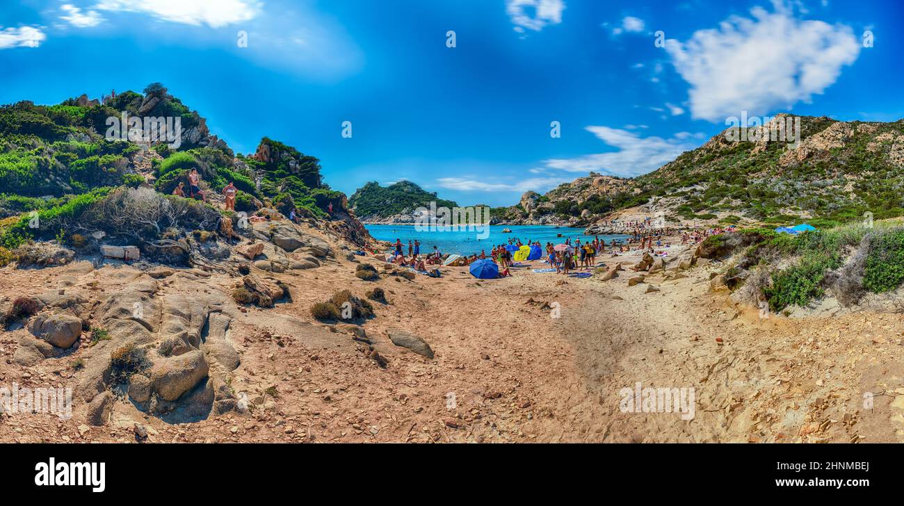 Vista su Cala Corsara, Isola di Spargi, Arcipelago della Maddalena, Sardegna, Italia Foto Stock
