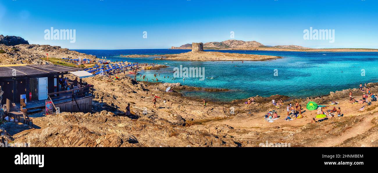 Spiaggia la Pelosa nel comune di Stintino, Sardegna, Italia Foto Stock