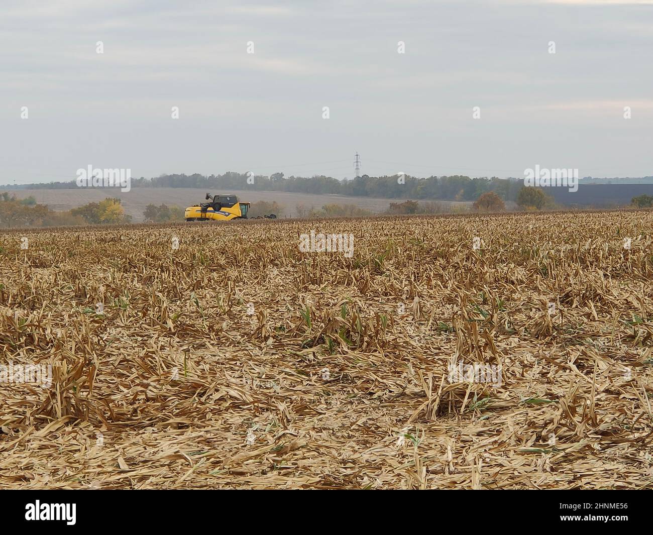 Kiev, Ucraina - 16 giugno 2020: Mietitrebbia gialla New holland o mietitrebbia New Holland CX 6,90 Foto Stock