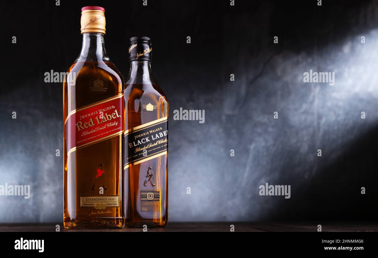 Bottiglie di whisky Johnnie Walker Foto Stock