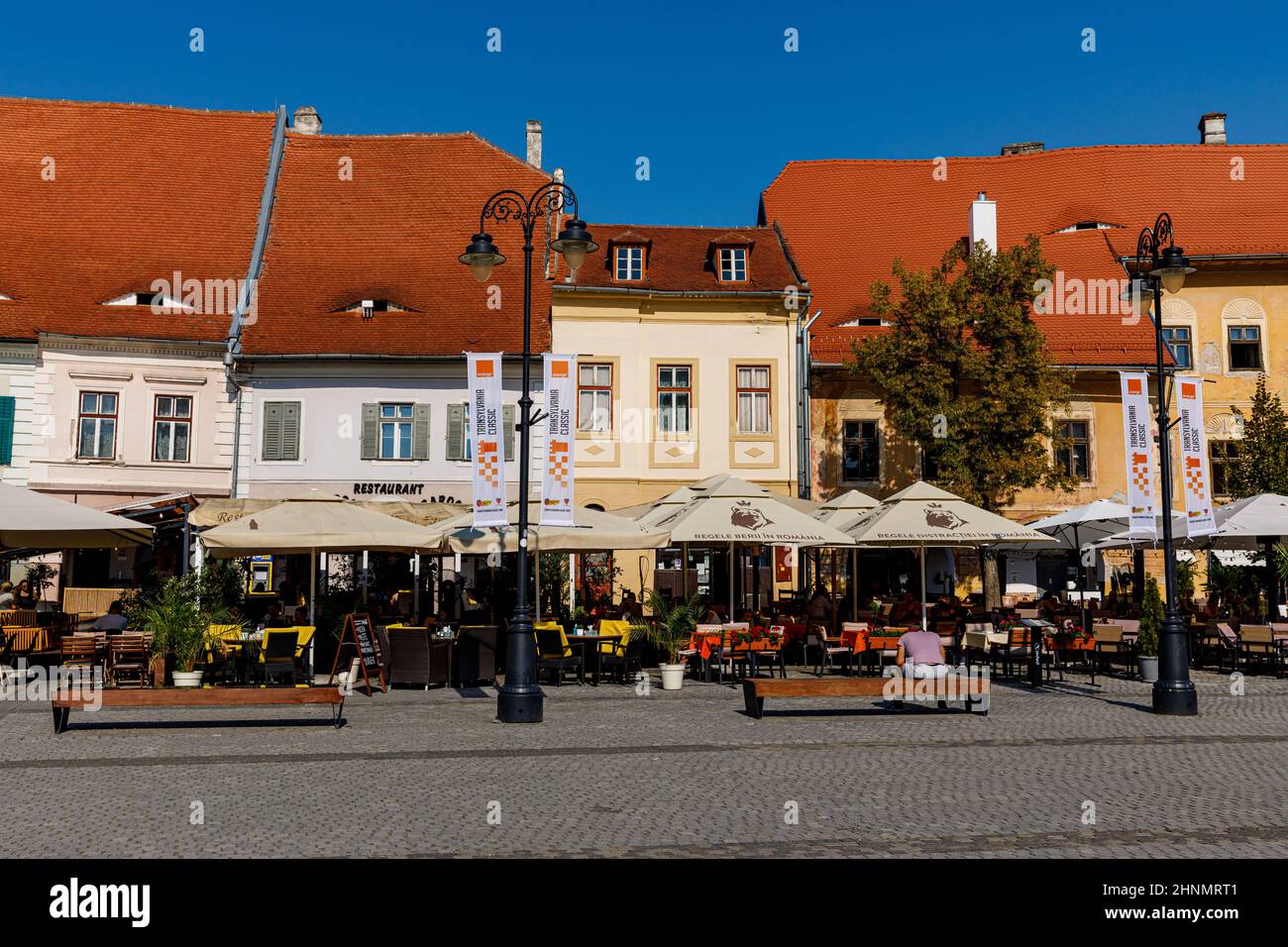 La città di Sibiu in Romania Foto Stock