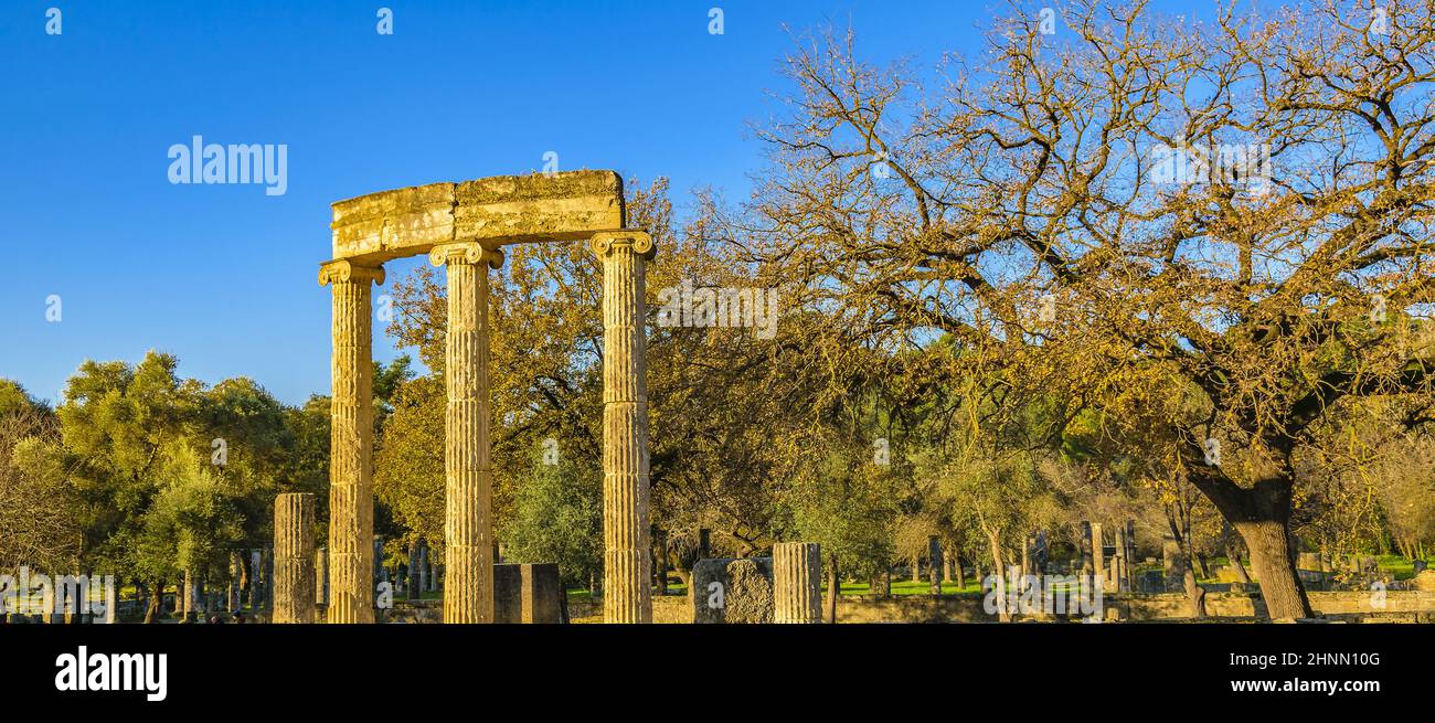 Rovine di Olympia, Peloponesse, Grecia Foto Stock