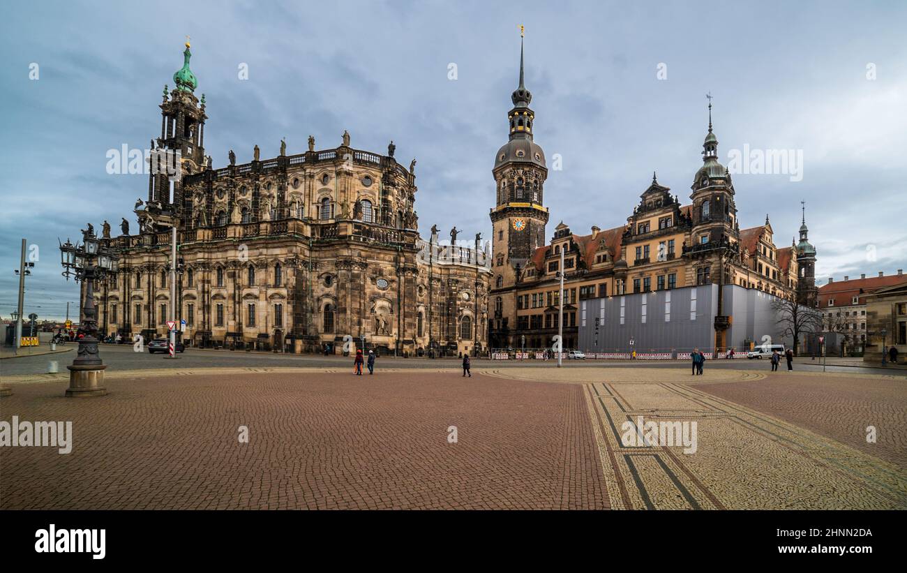 Dresda, Germania, Piazza del Teatro. Foto Stock