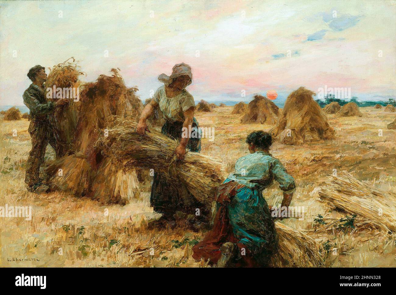 Le cimatrici dell'artista francese, Léon Augustin Lhermitte (1844-1925), olio su tela, 1888/9 Foto Stock