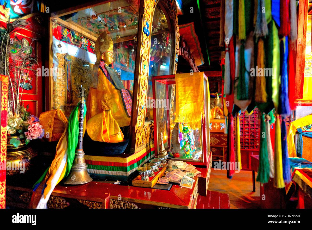 Una statua di Buddha nel monastero di Karakorum, Mongolia Foto Stock