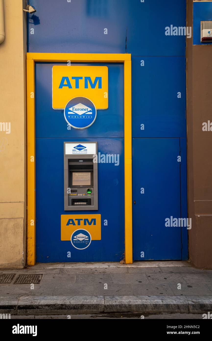 ATM ad Atene, Grecia Foto Stock