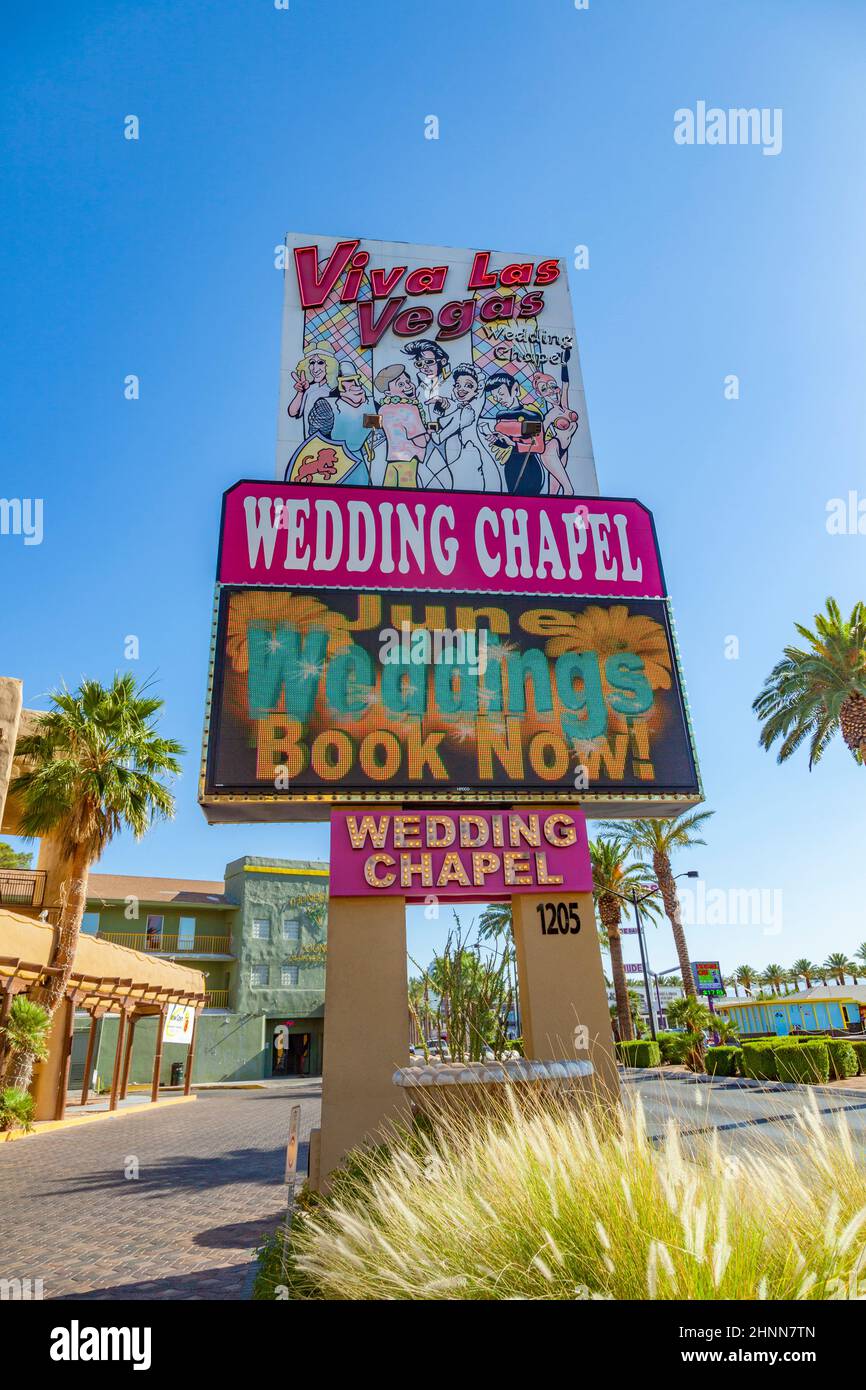Cappella dei matrimoni a Las Vegas, USA. Offrono un servizio 24 ore e matrimoni gotici Foto Stock