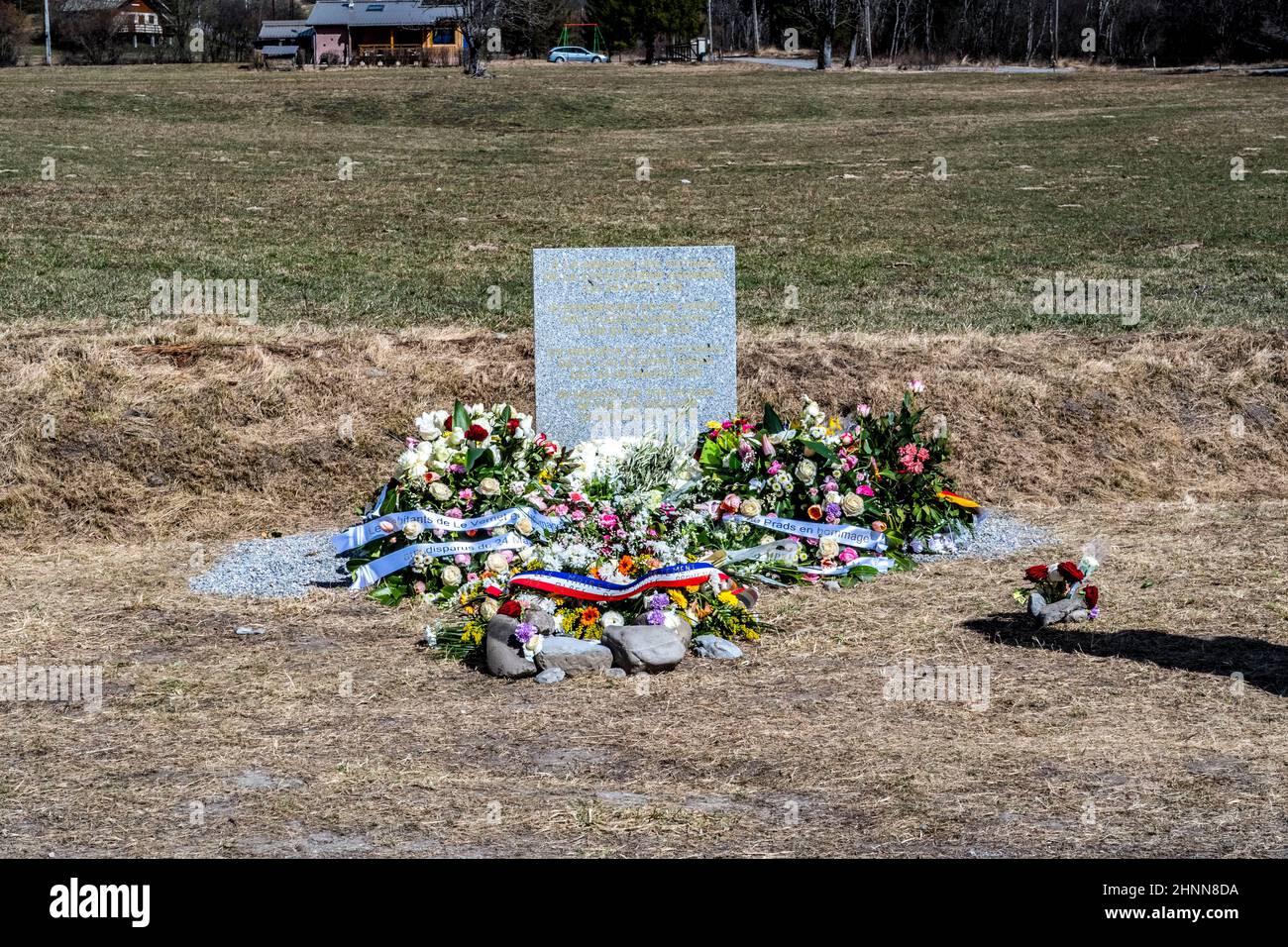Lapide per le vittime del crash di Germanwings Foto Stock