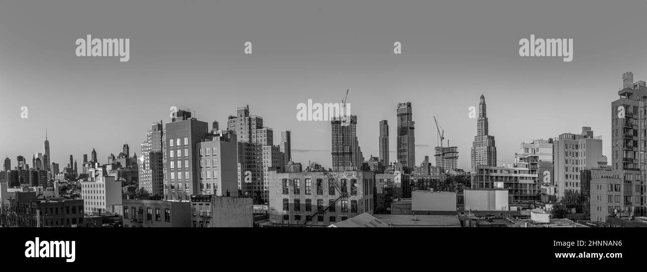 Skyline di New York al tramonto Foto Stock