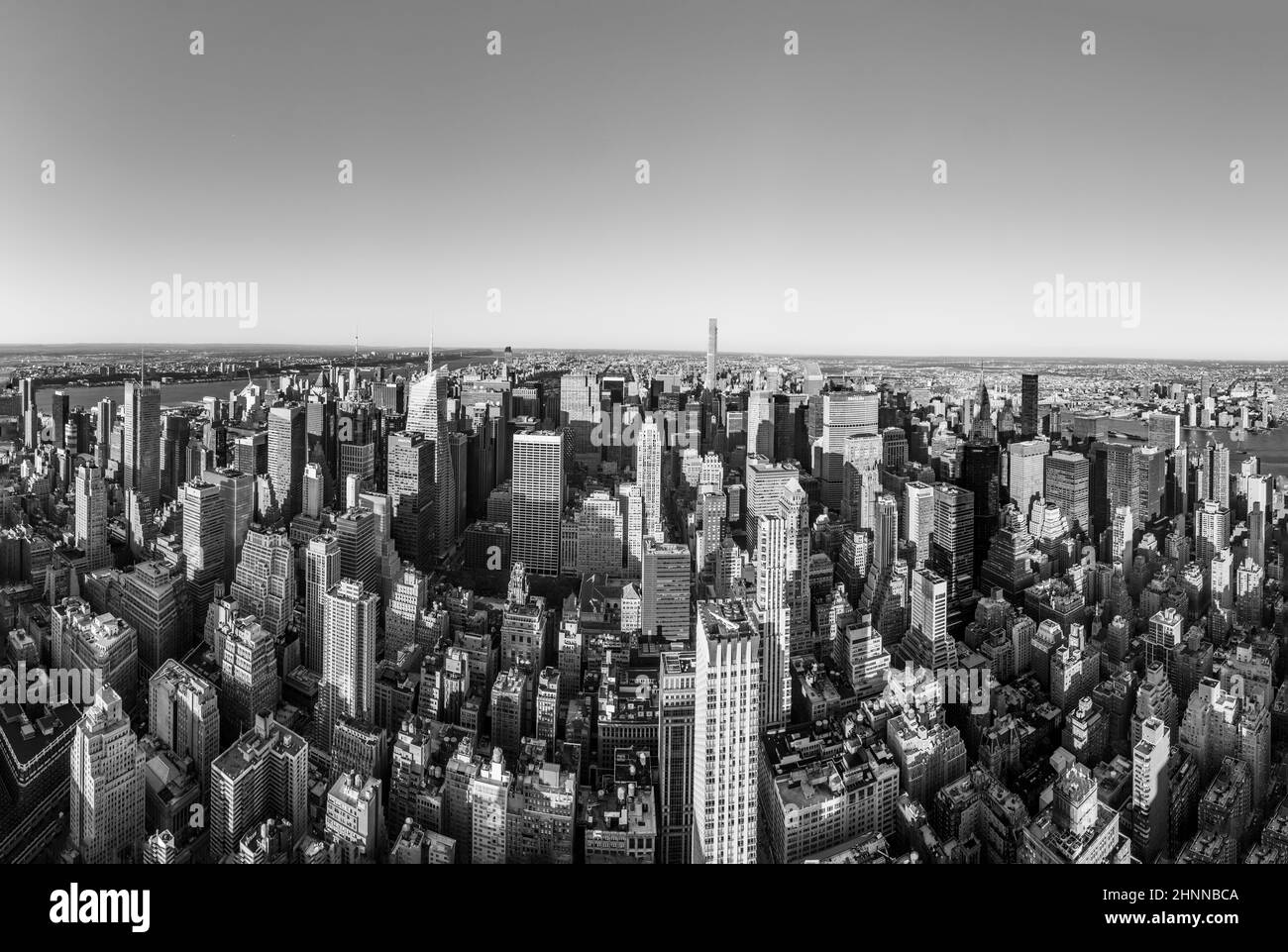 Vista spettacolare dello skyline di New York al tramonto Foto Stock