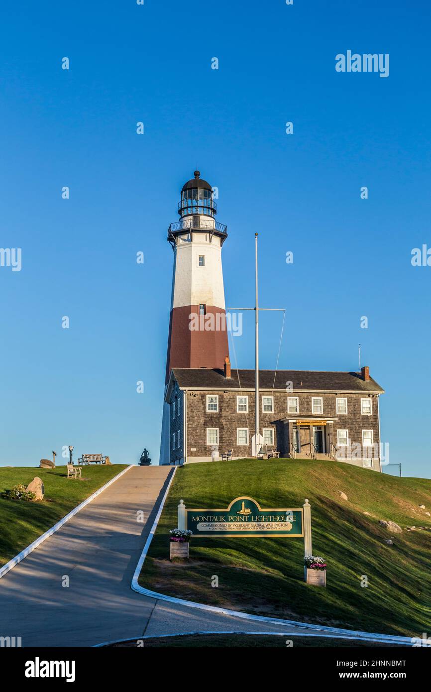 Montauk Point Luce, Faro, Long Island, New York, la contea di Suffolk Foto Stock