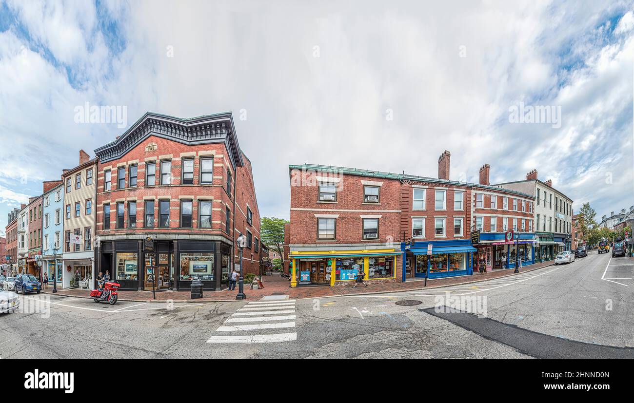 Vista sul centro storico di Portsmouth nel New England, USA Foto Stock