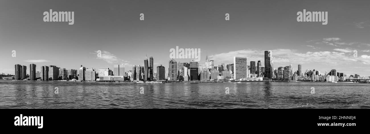 Panorama di New York con il fiume Hudson e edificio ONU Foto Stock
