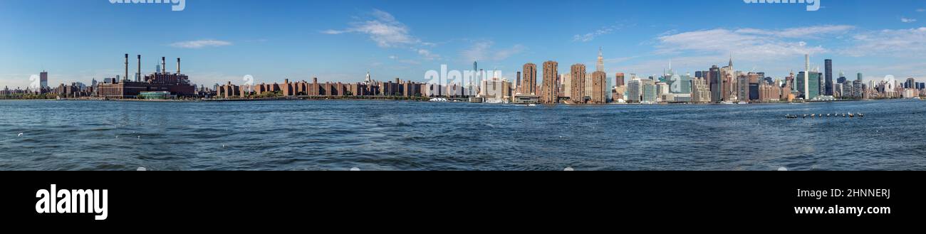 Panorama di New York con il fiume Hudson e edificio ONU Foto Stock