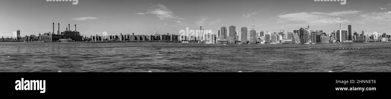 Panorama di New York con il fiume Hudson e edificio ONU Foto Stock