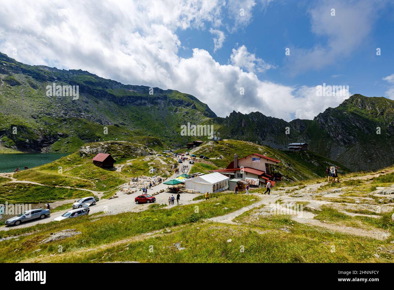 Il lago Balea nei Carpazi della Romania Foto Stock