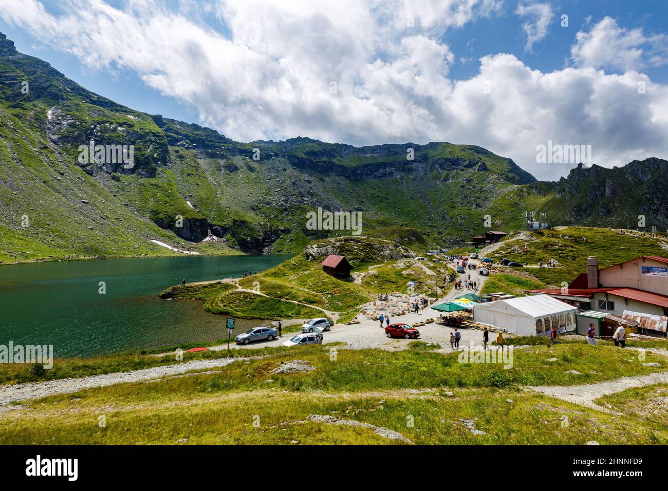 Il lago Balea nei Carpazi della Romania Foto Stock