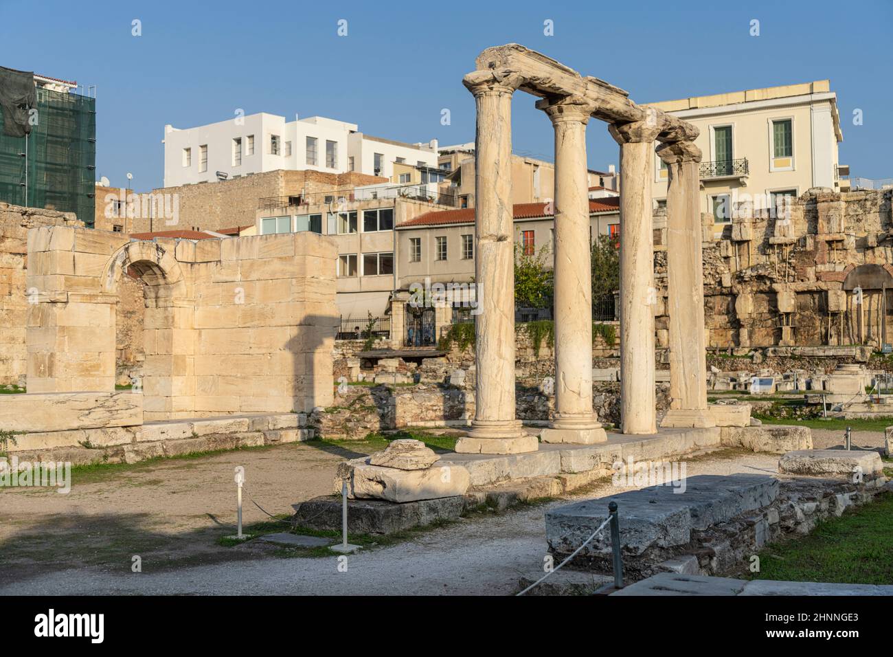 Biblioteca di Adriano ad Atene, Grecia Foto Stock