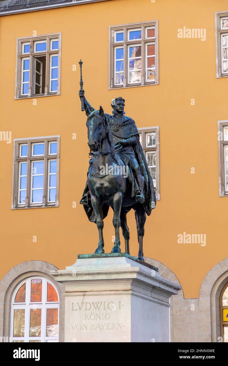 Statua equestre del re di Baviera Ludwig I. nella città di Regensburg, Baviera, Germania Foto Stock