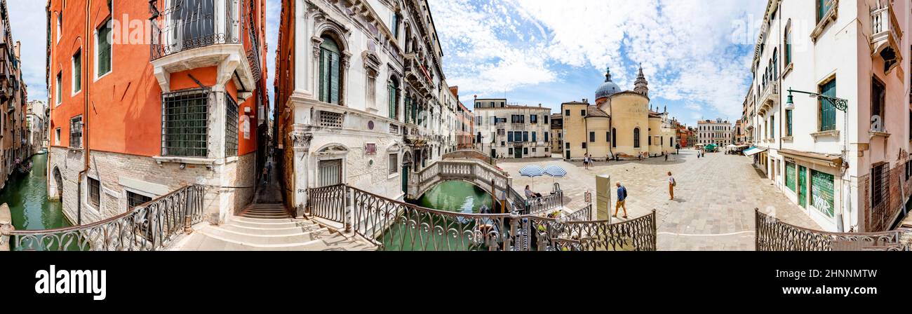 Piazza della città vecchia campo Santa Maria Formosa - enl: Piazza della Santa Maria - in Arsenale in vista panoramica, Venezia Foto Stock