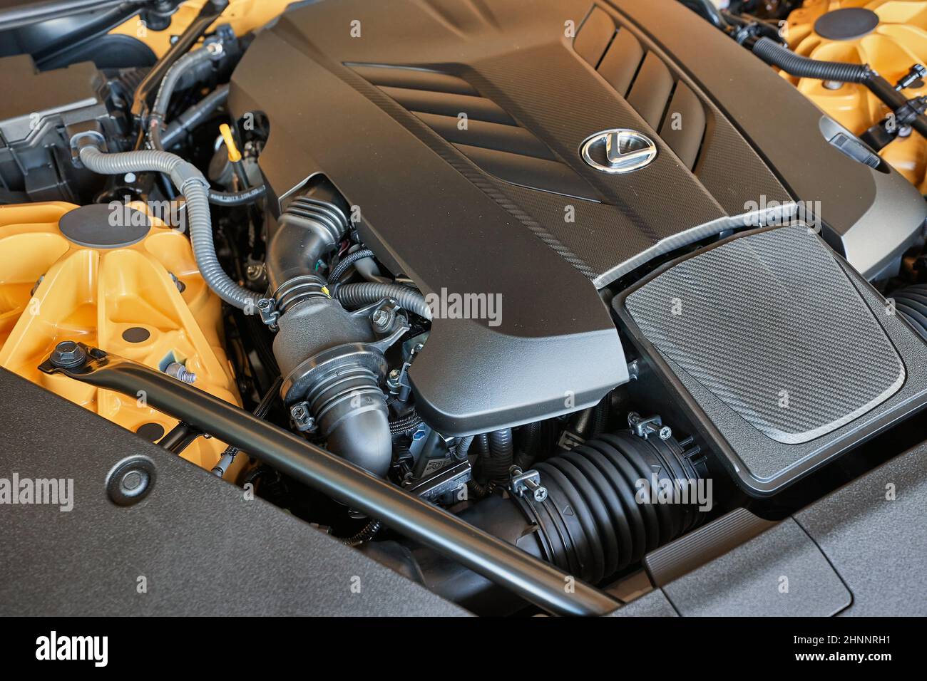 Car Engine Bay, potente V8 sport coupé Foto Stock