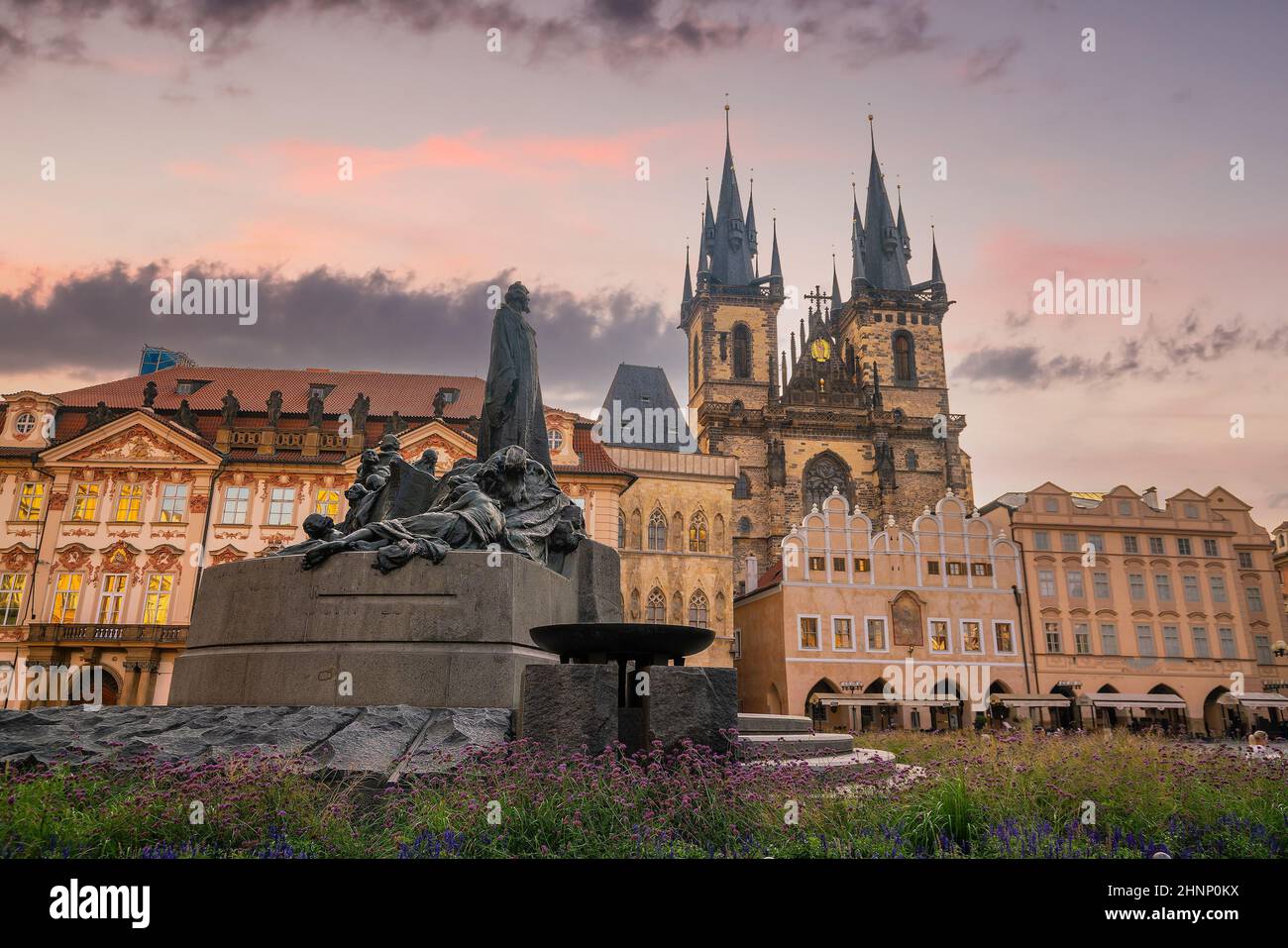 Centro di Praga skyline della città, città vecchia paesaggio, Repubblica Ceca Foto Stock