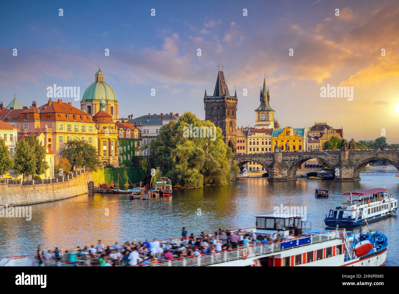 Centro di Praga skyline della città, città vecchia paesaggio, Repubblica Ceca Foto Stock