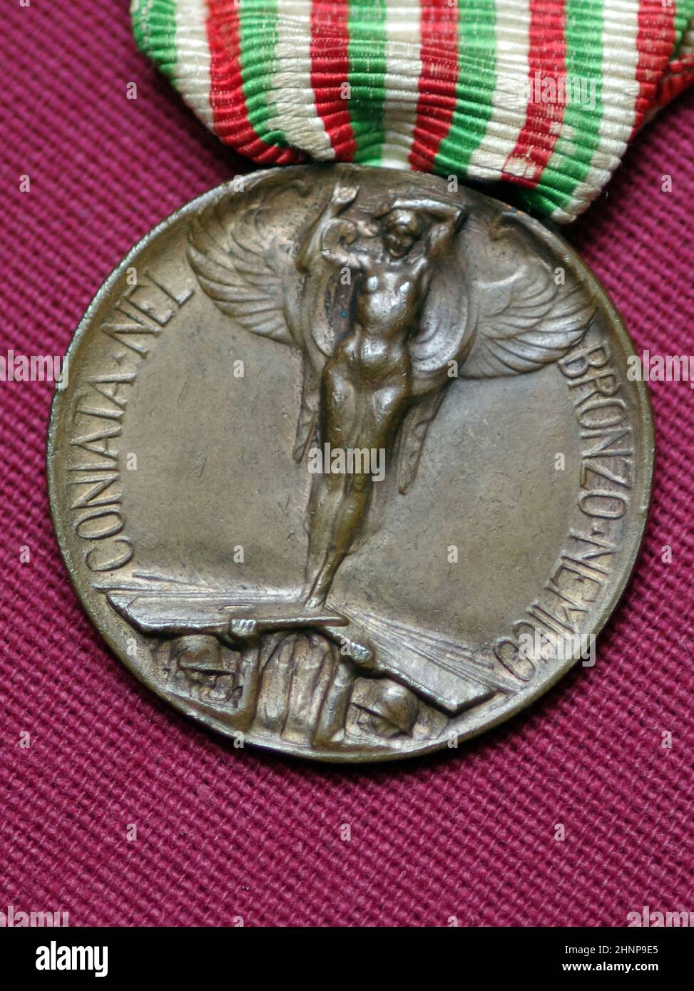 L'italiano prima guerra mondiale 1915-1918 commemorative medaglia di bronzo Foto Stock