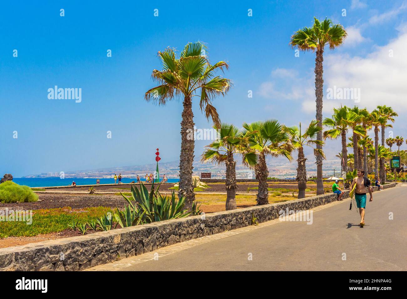Paesaggio Playa de las Americas Canary Isole spagnole Tenerife Africa. Foto Stock