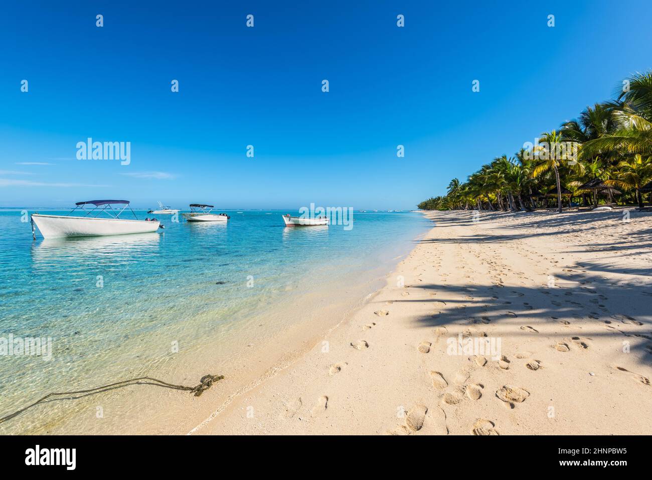 Vacanza tropicale a le Morne Beach, Mauritius. Foto Stock
