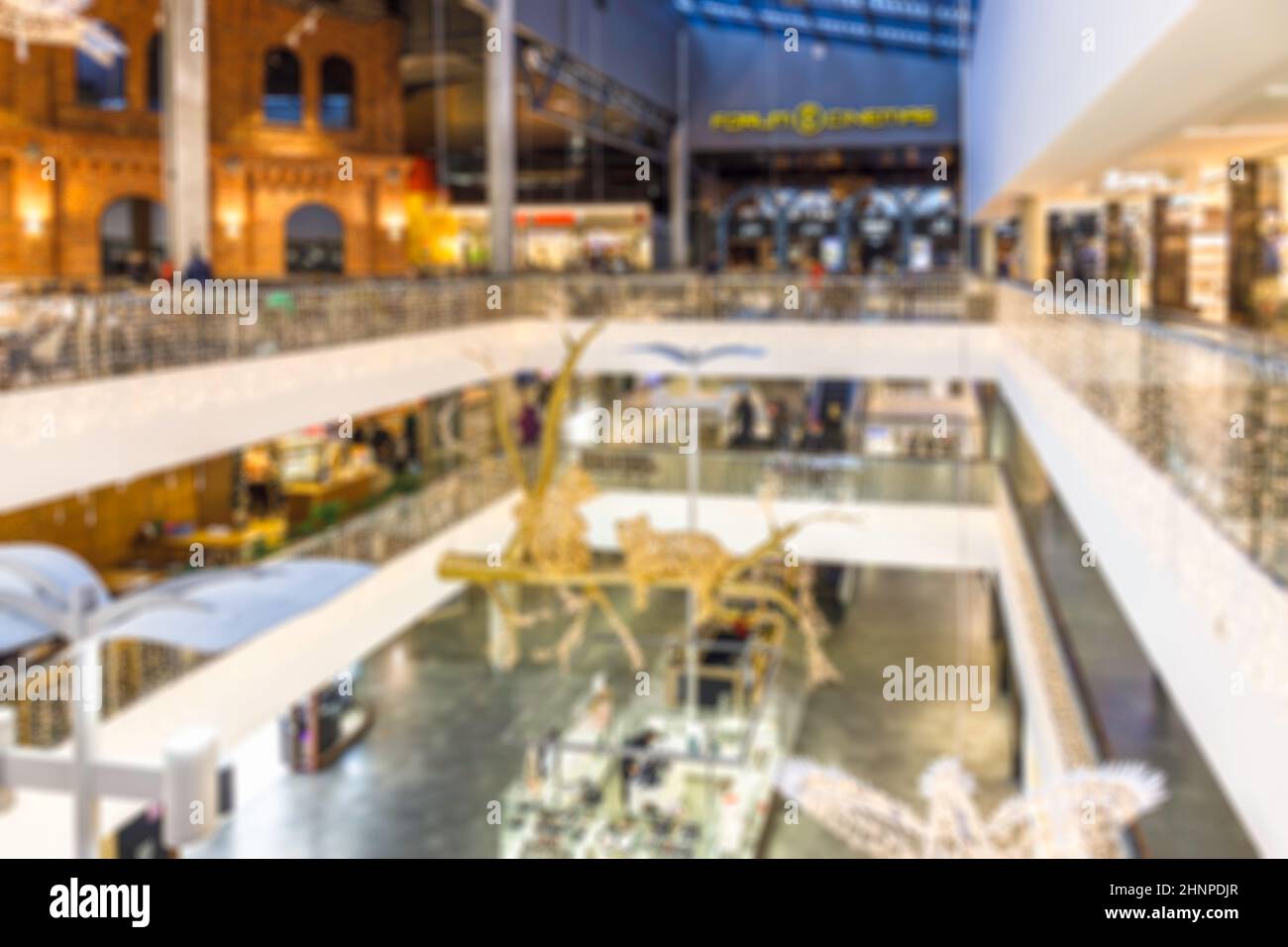 centro commerciale astratto sfocatura sfondo con bokeh Foto Stock