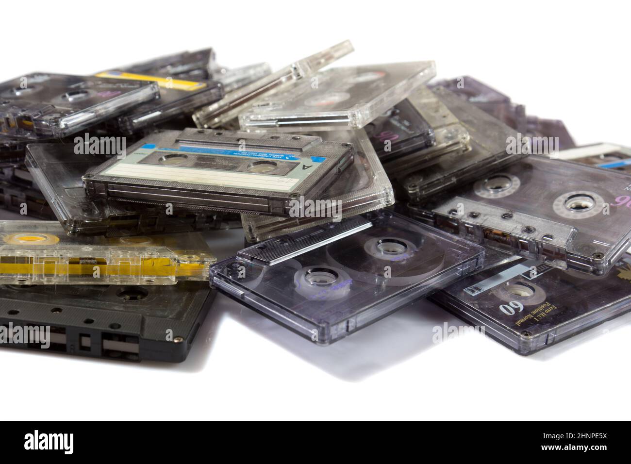 pile di cassette audio compatte Foto Stock