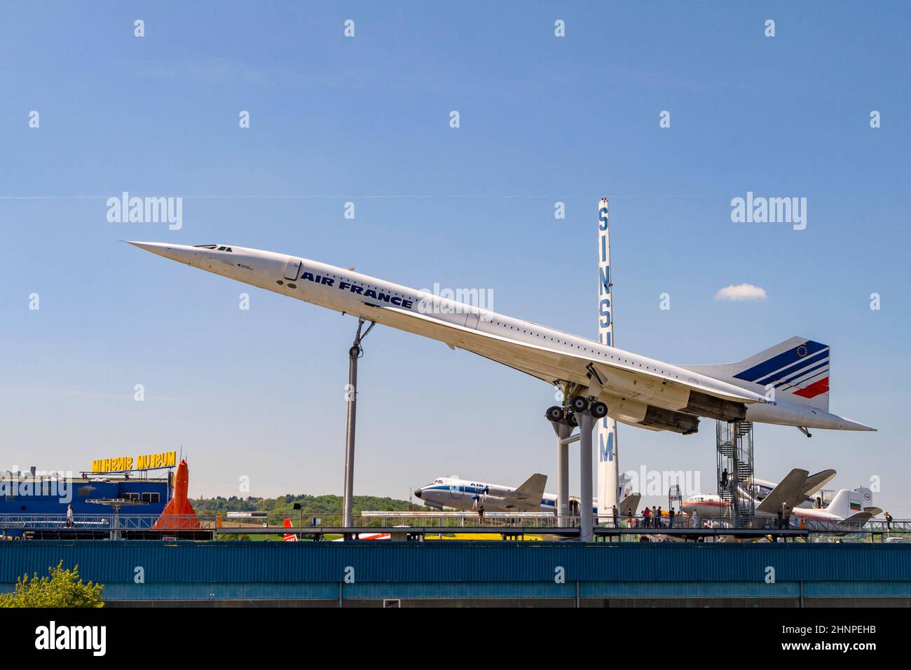 Velivolo supersonico Concorde da compagnia aerea Francia nel museo di Sinsheim Foto Stock