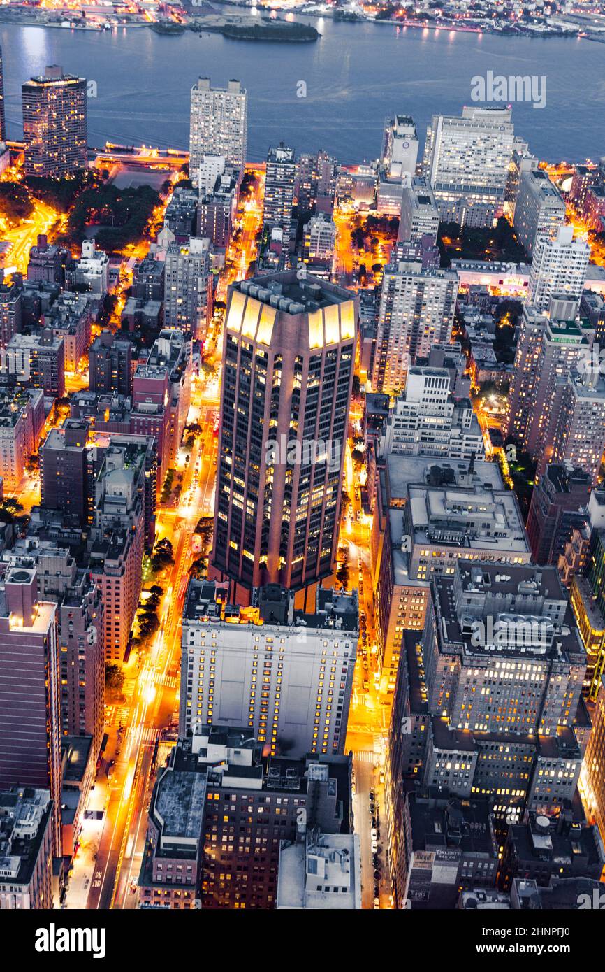 New York di notte dall'Empire state Building Foto Stock