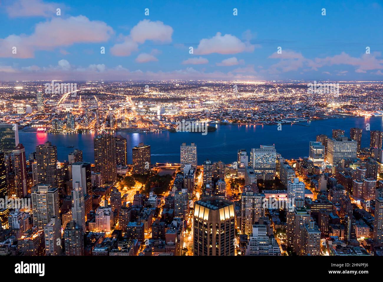 New York di notte dall'Empire state Building Foto Stock