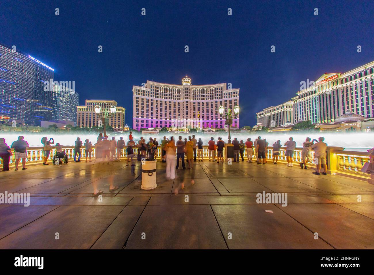 Famoso Bellagio Hotel con giochi d'acqua a Las Vegas Foto Stock